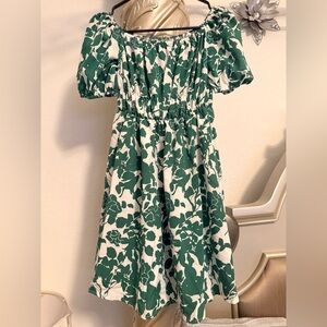 Green and White Floral Dress